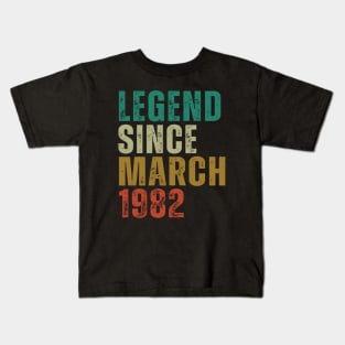 Legend Since March 1982 Awesome Retro Vintage Birthday Years Old Gift Kids T-Shirt